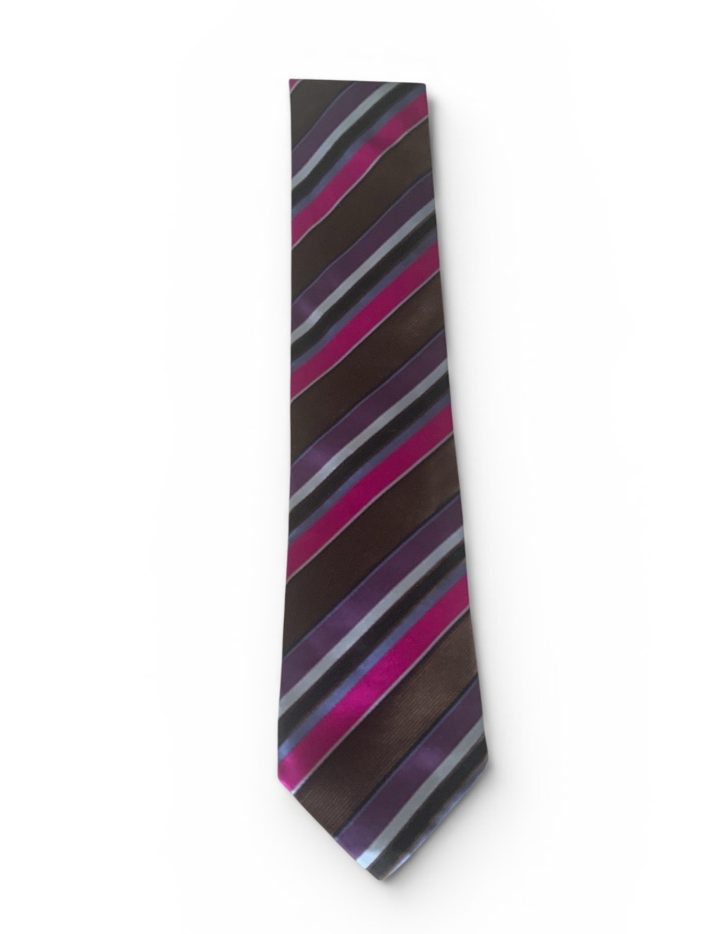 Men's Striped Tie in Brown with Blue & Purple accents